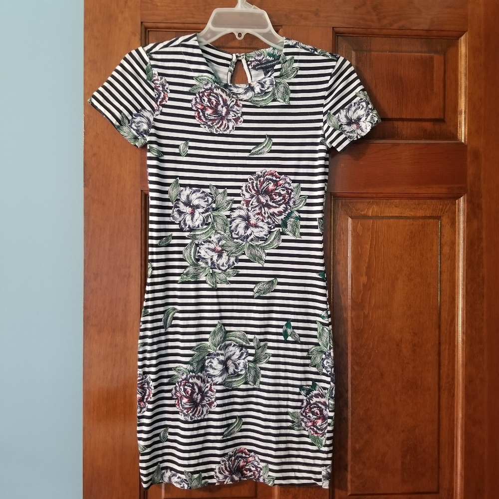 French Connection Black and White Sheath Mini Dress